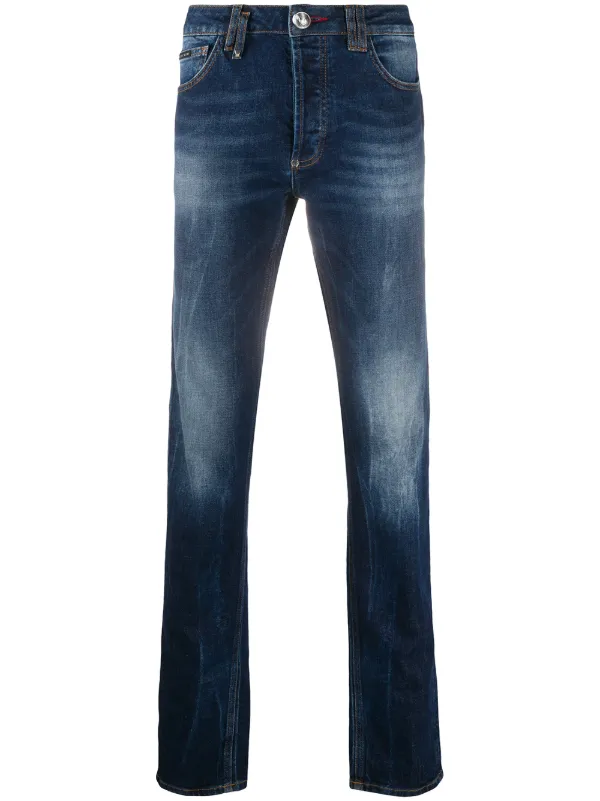 Shop Blue Philipp Plein Super Straight Jeans With Express Delivery Orbitfitness