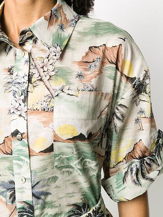 tropical print utility shirt展示图