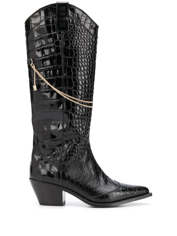 black cowboy boots with chains
