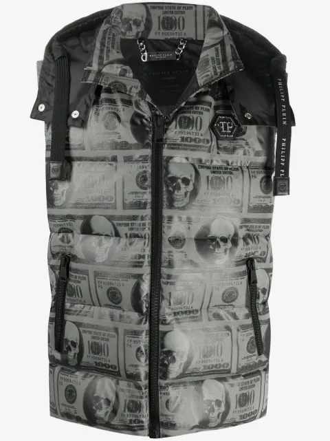 Philipp Plein SKull Dollar feather down vest