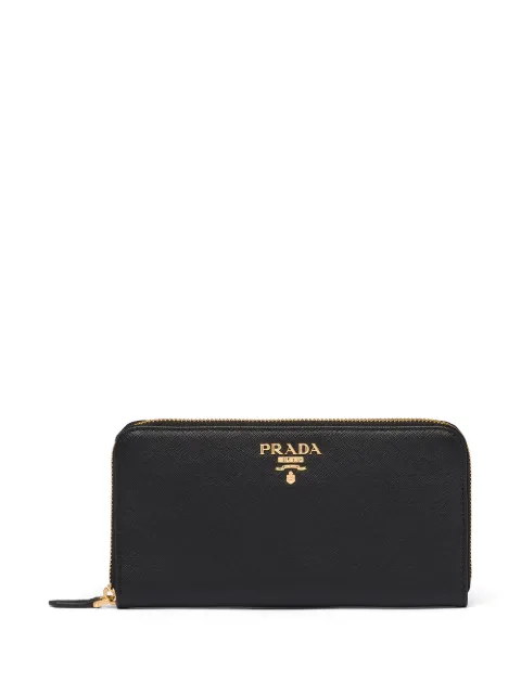 Prada cartera grande con placa del logo