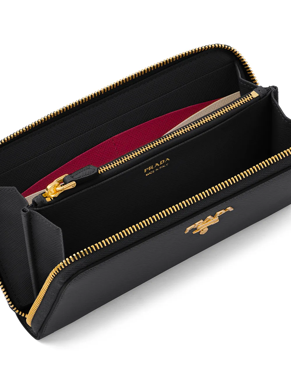 Prada Portemonnee met logoplakkaat Zwart