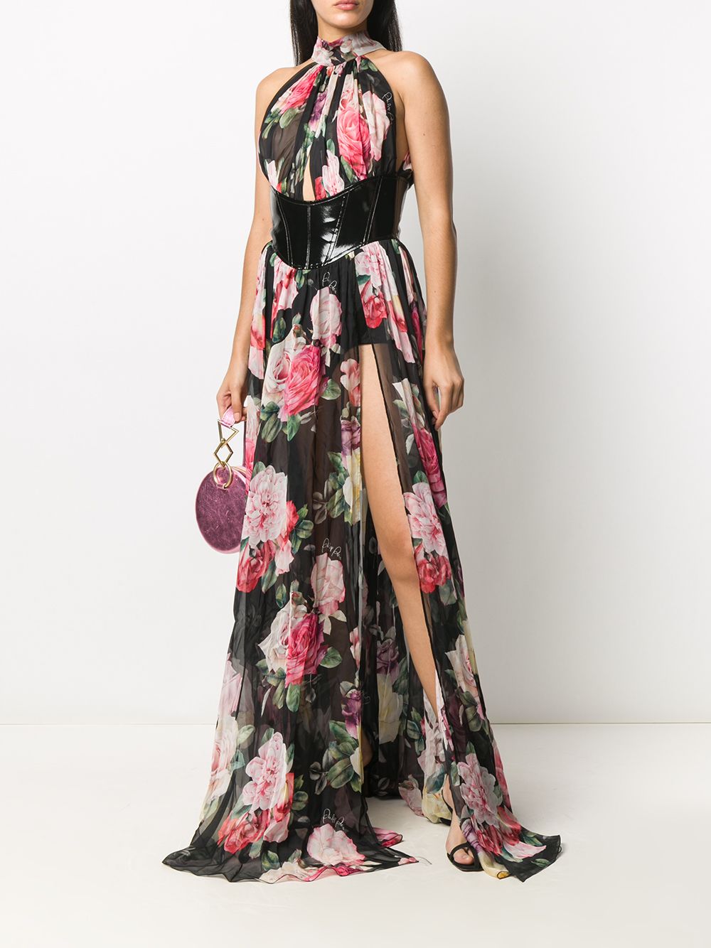 фото Philipp plein длинное платье vittoria с цветочным принтом