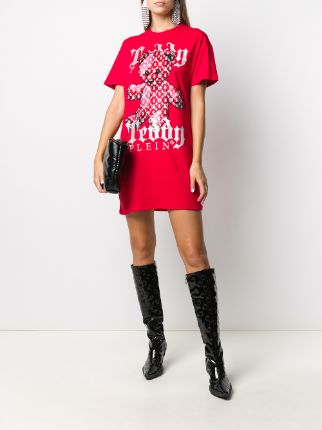 teddy bear-print T-shirt mini dress展示图