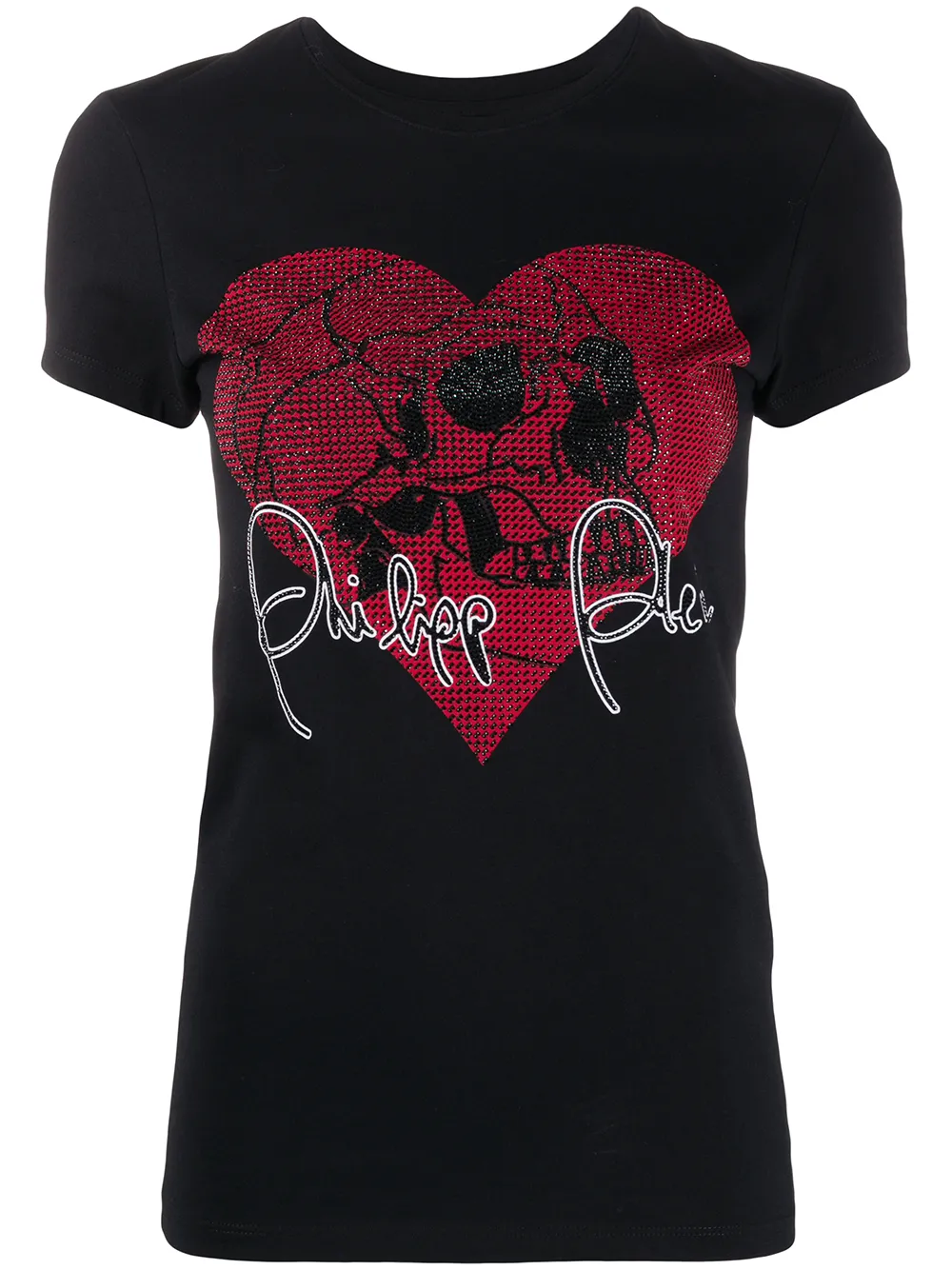 Philipp Plein Love Plein rhinestone skull T-Shirt – Black