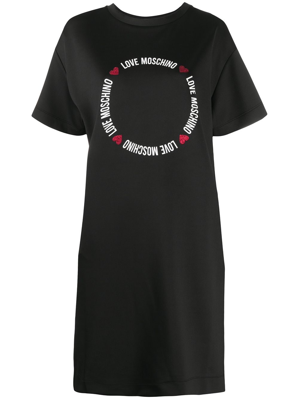 

Love Moschino vestido estilo playera con estampado de corazón - Negro