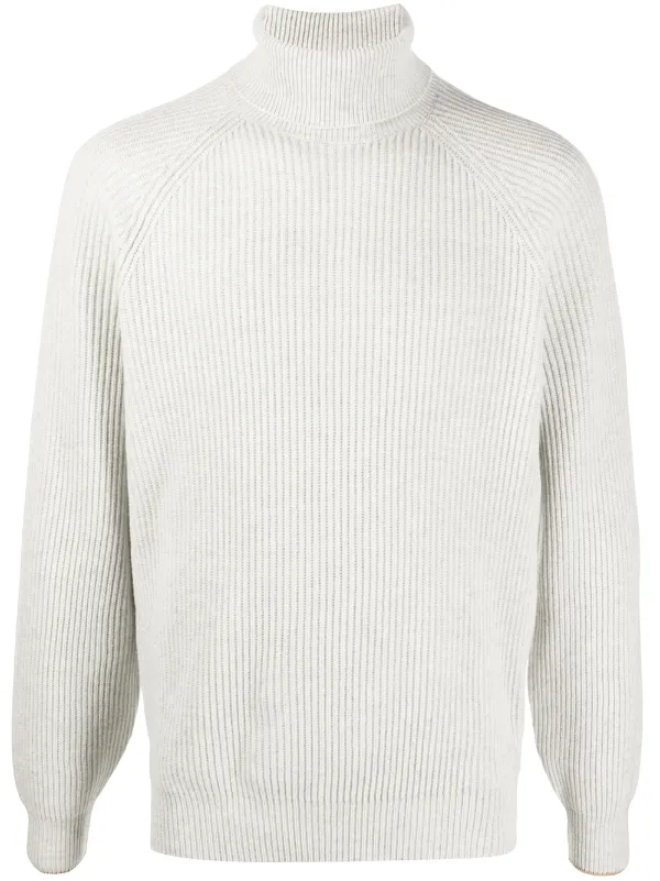 white knitted roll neck jumper
