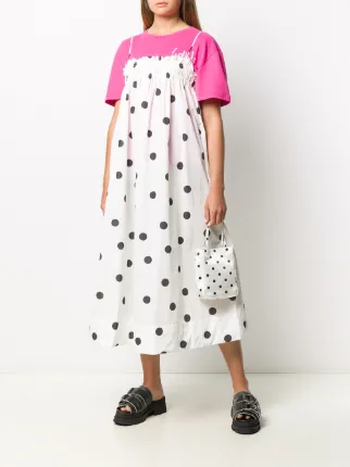 ganni white polka dot dress