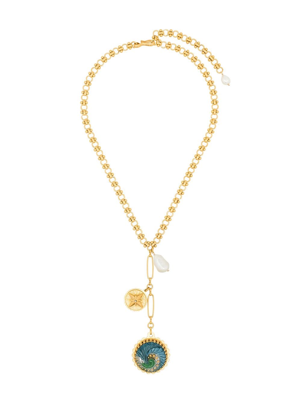 фото Brinker & eliza gold vermeil making waves pearl charm necklace