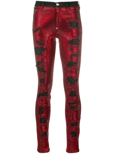 Philipp Plein skinny jeans con detalles de cristal