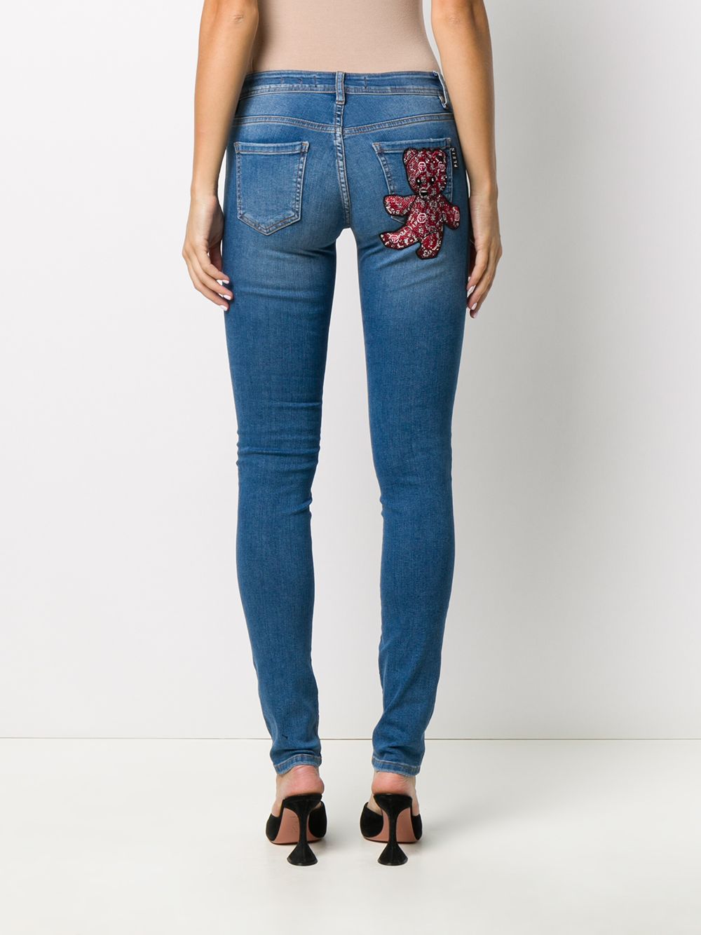 Shop Philipp Plein Teddy Patch-embellished Skinny Jeans In Blue