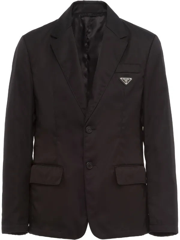 Prada logo plaque single breasted Blazer Farfetch