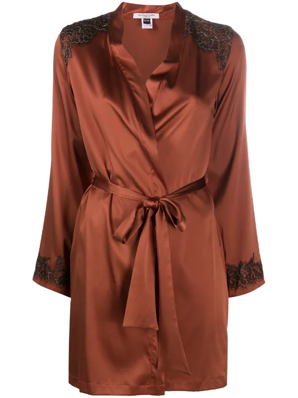 Brown silk robe clearance