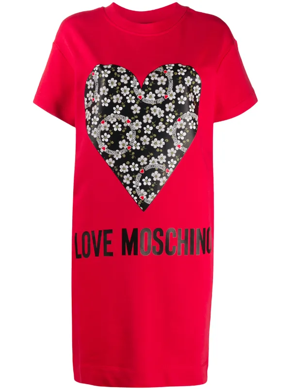 heart print shirt dress