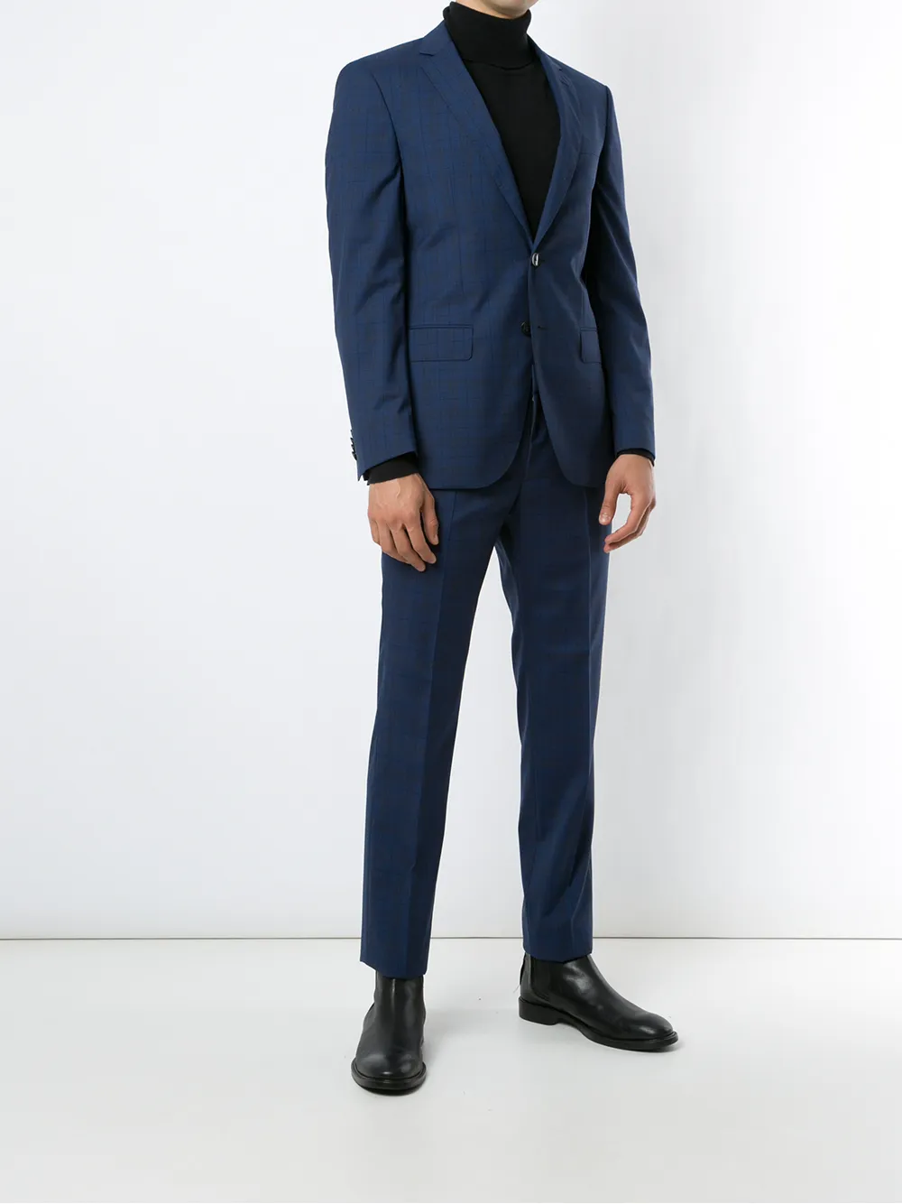 BOSS Geruite pantalon - Blauw