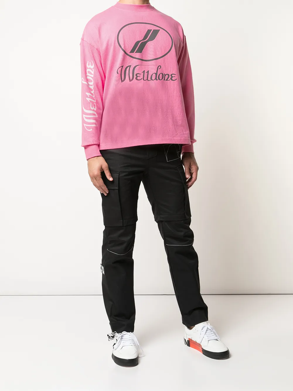 We11done Sweater met logoprint - Roze
