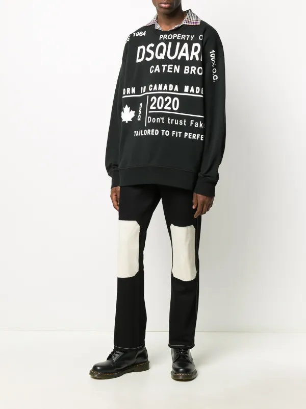 DSQUARED2 Printed Sweatshirt | Black | FARFETCH AO