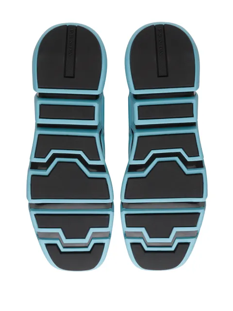 prada techno stretch sneakers on feet