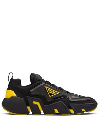 Prada black & yellow Techno Stretch sneakers for men | 2EG3143LCW at  