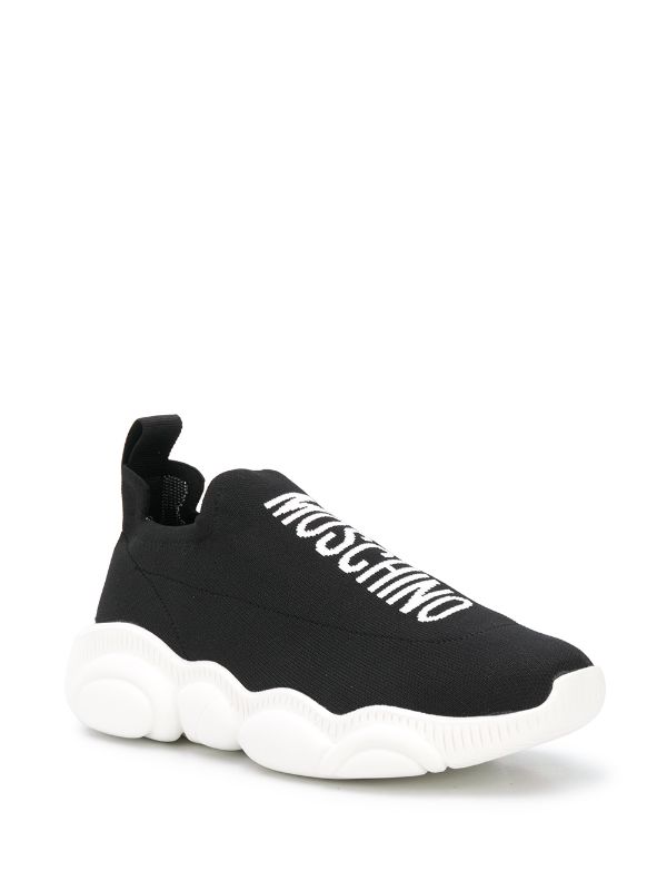 Shop black Moschino logo sock sneakers 
