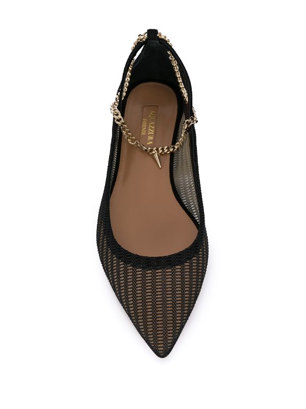 Aquazzura Mesh And Chain Flats Farfetch