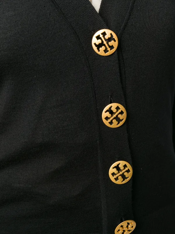 tory burch black cardigan with gold buttons