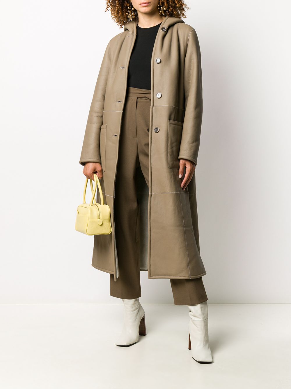 Image 2 of Liska reversible hooded leather coat