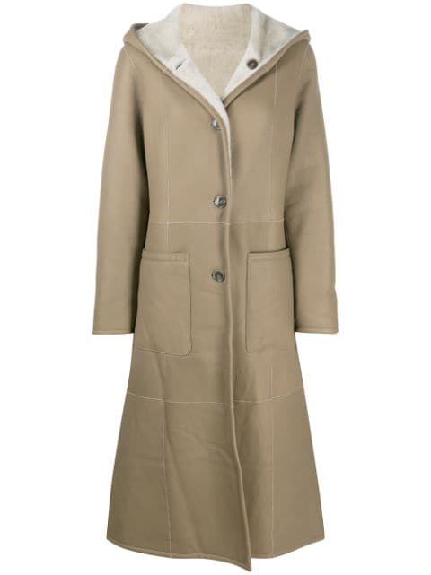 Liska reversible hooded leather coat