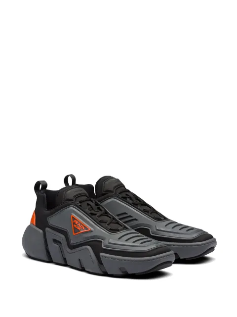 prada techno stretch sneakers on feet