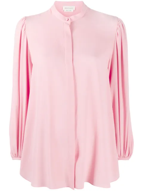Alexander McQueen draped-sleeve collarless blouse