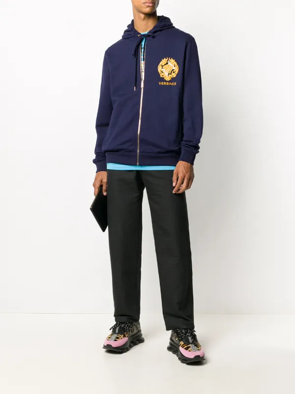 embroidered zip up hoodie