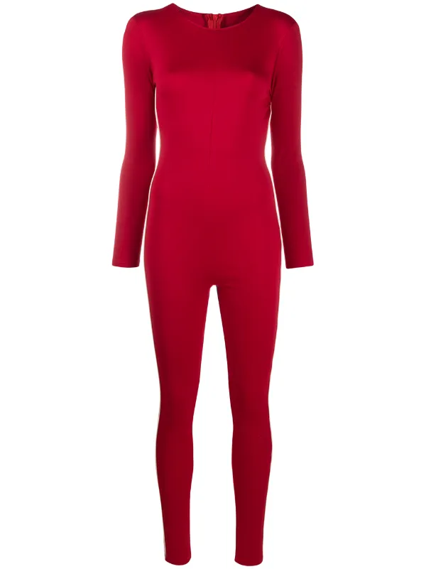 red fitted jumpsuit