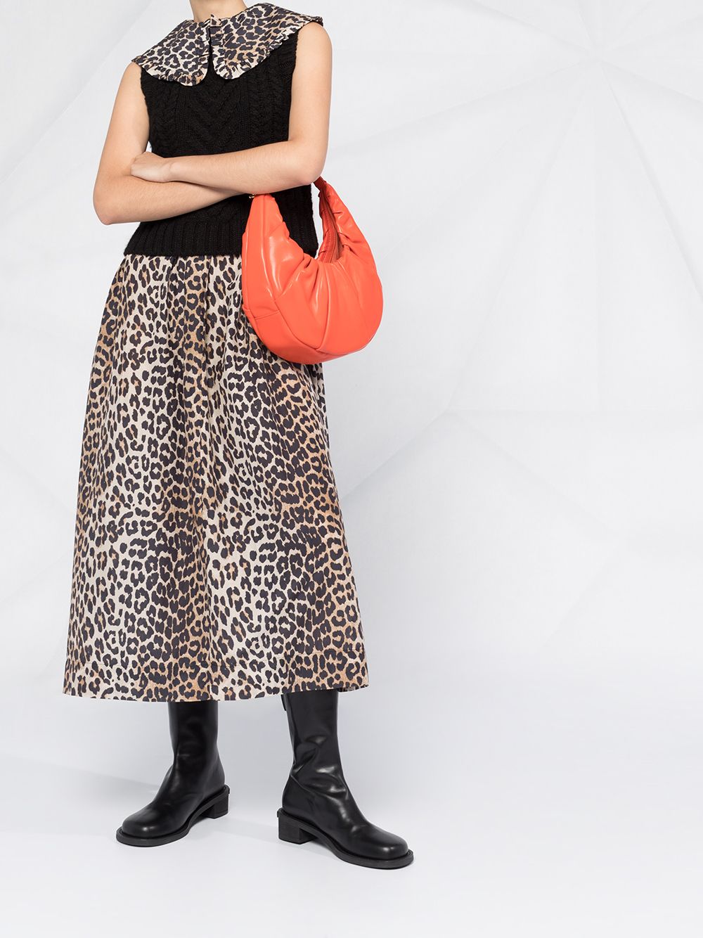 ganni leopard collar dress