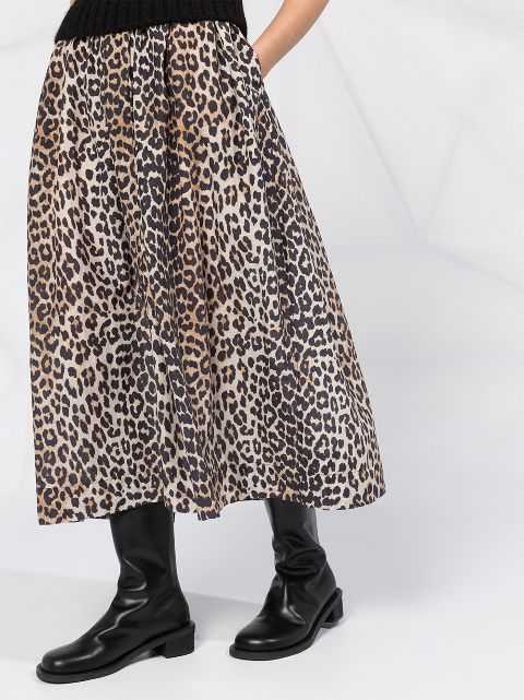 ganni leopard collar dress