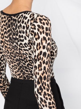 leopard print long-sleeve bodysuit展示图