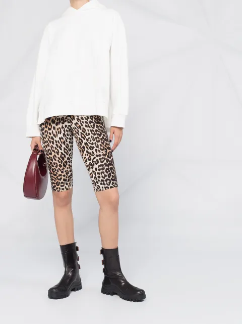 Shop brown GANNI leopard-print cycling 