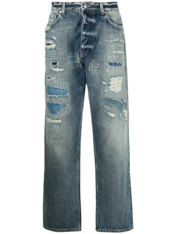 distressed stonewashed denim jeans