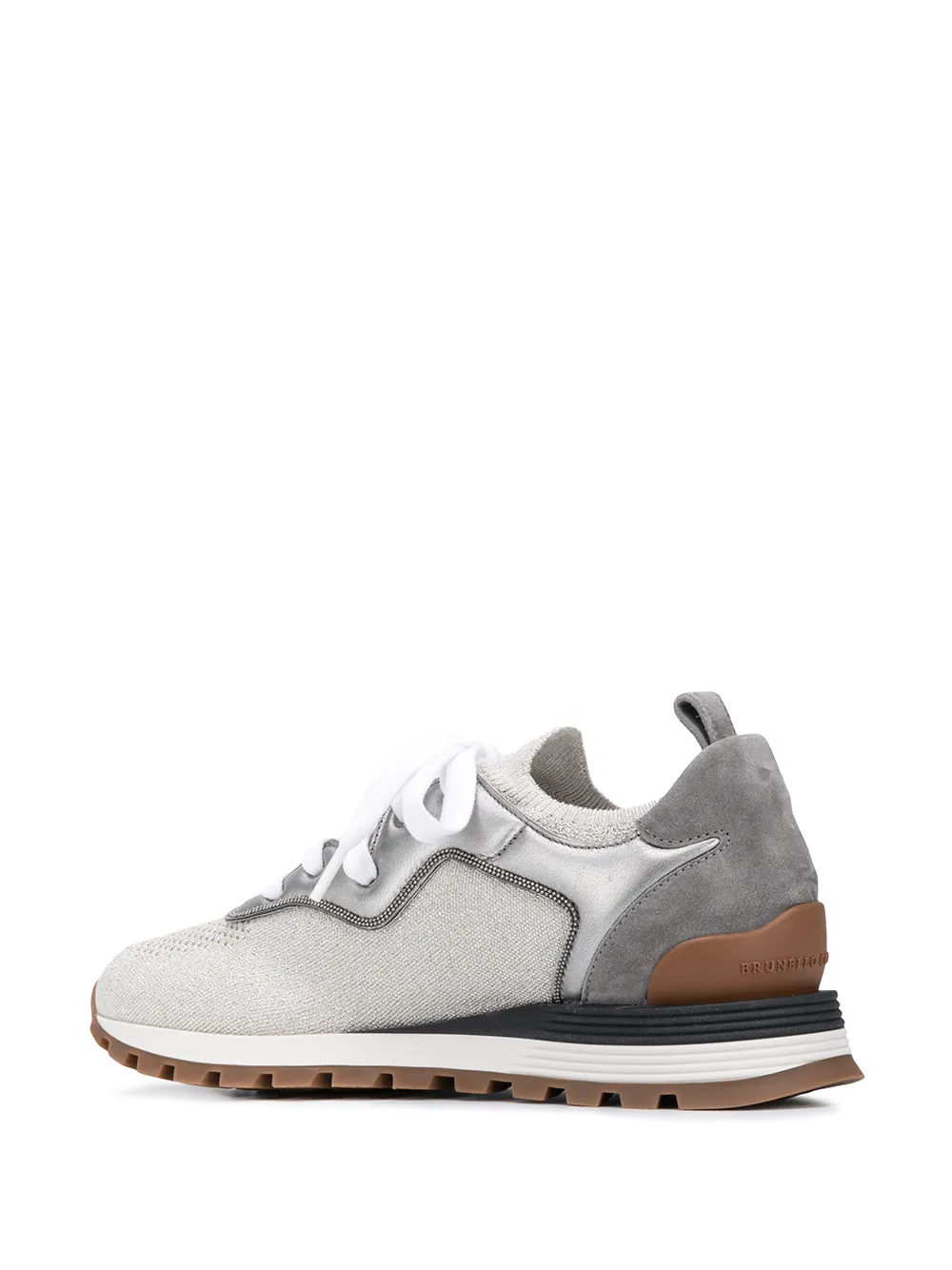 Brunello Cucinelli panelled lace-up sneakers Grey