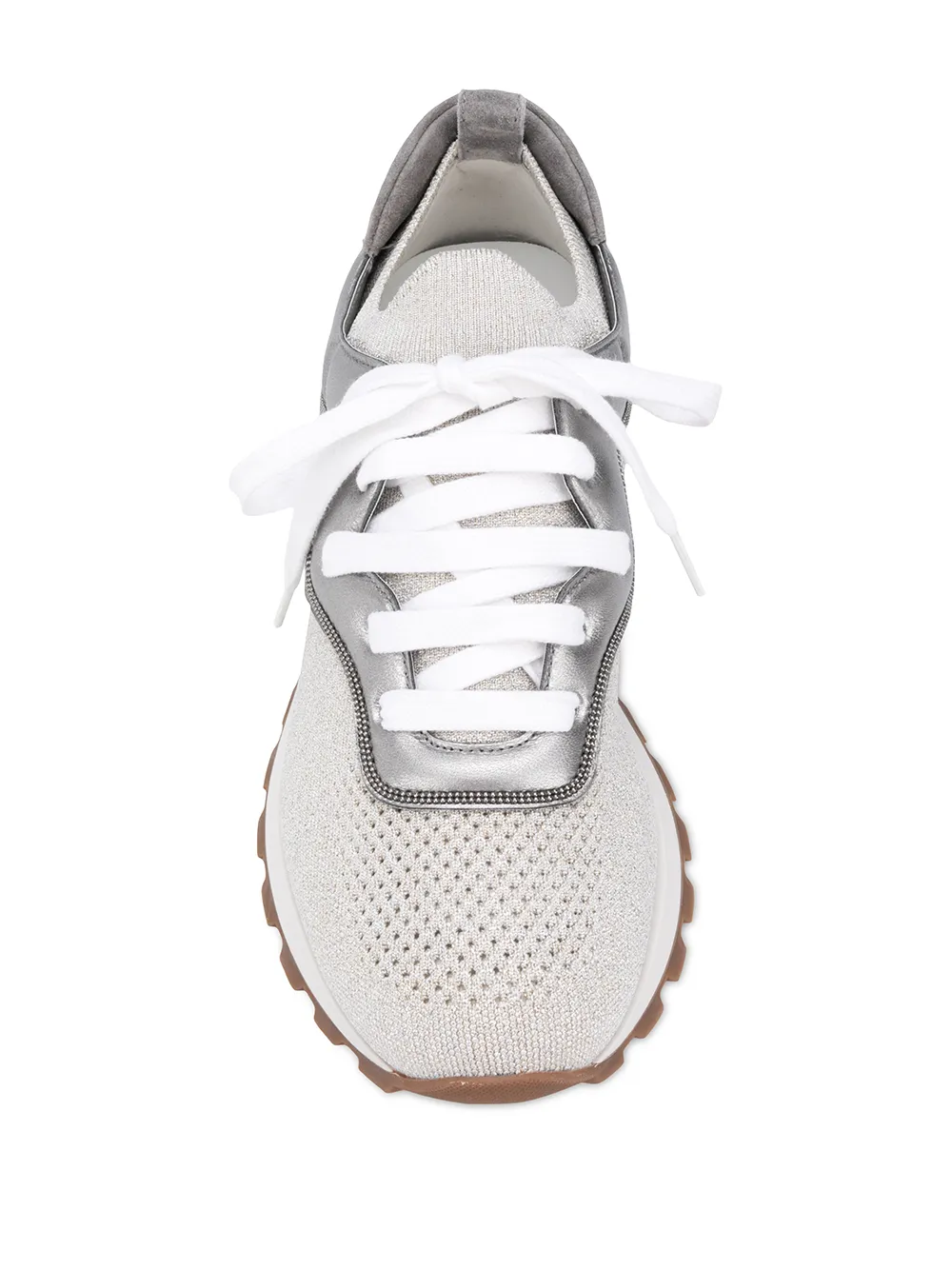 Brunello Cucinelli panelled lace-up sneakers Grey