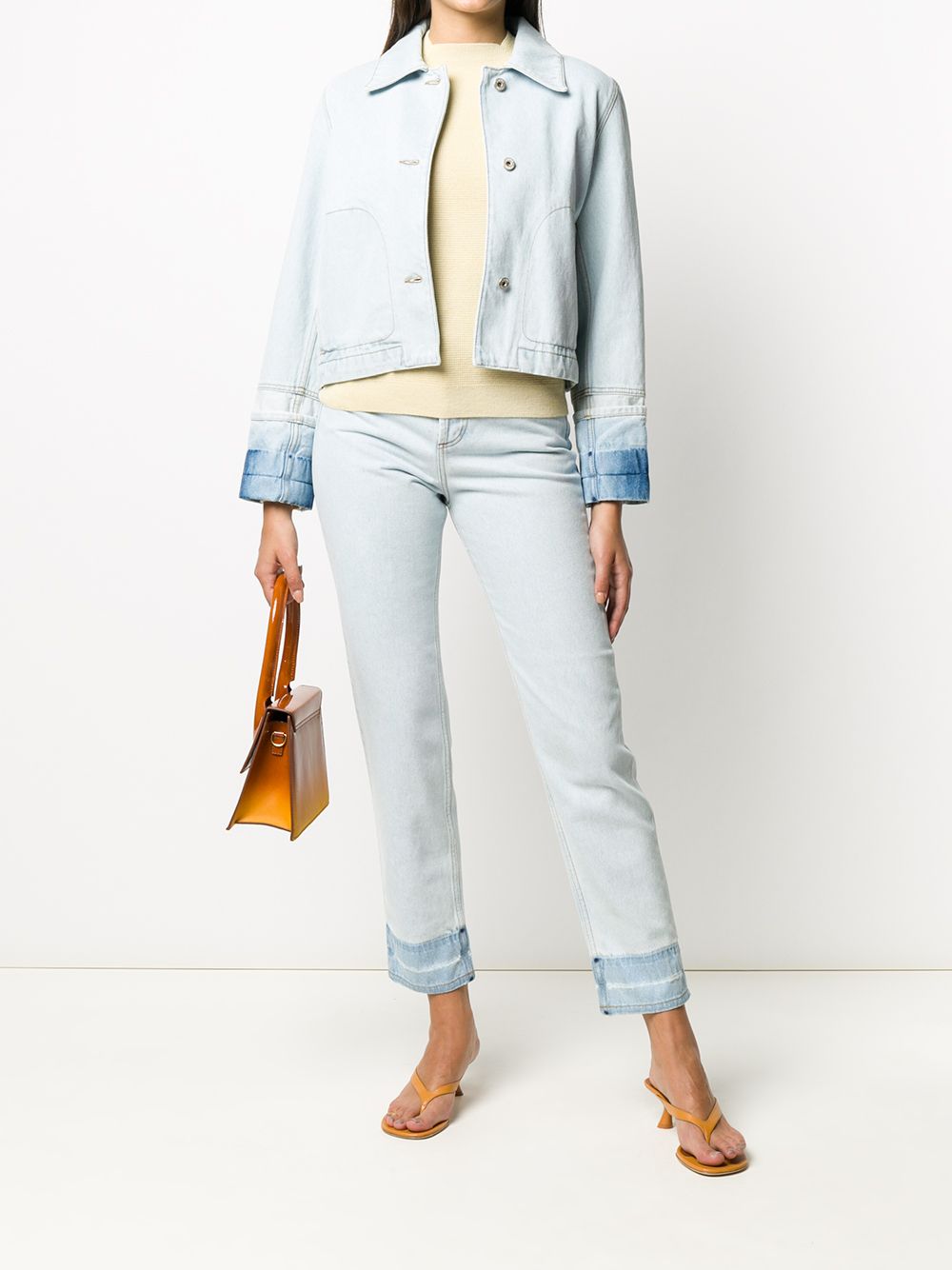 фото Loewe cropped contrasting cuffs denim jacket