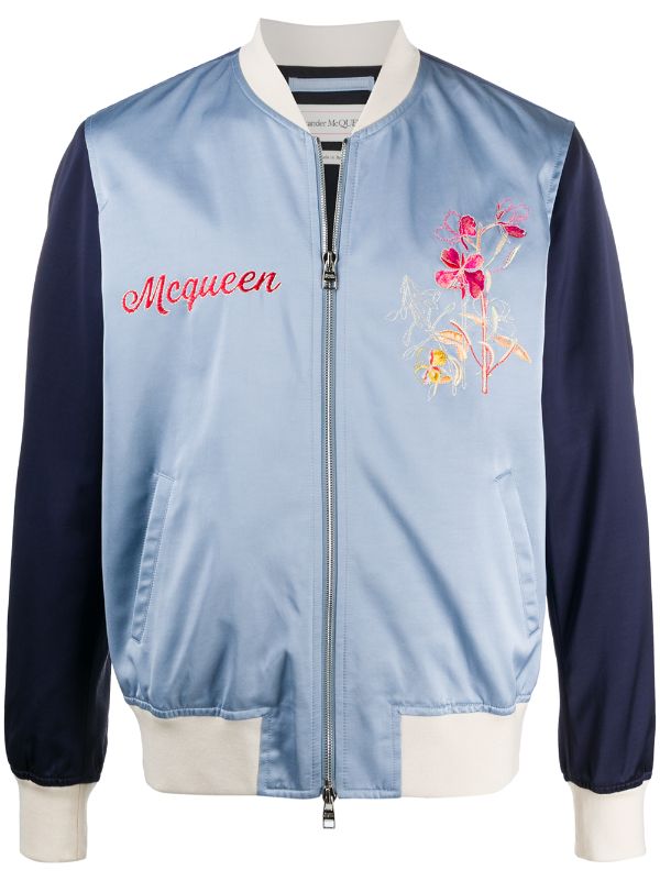 alexander mcqueen embroidered bomber jacket