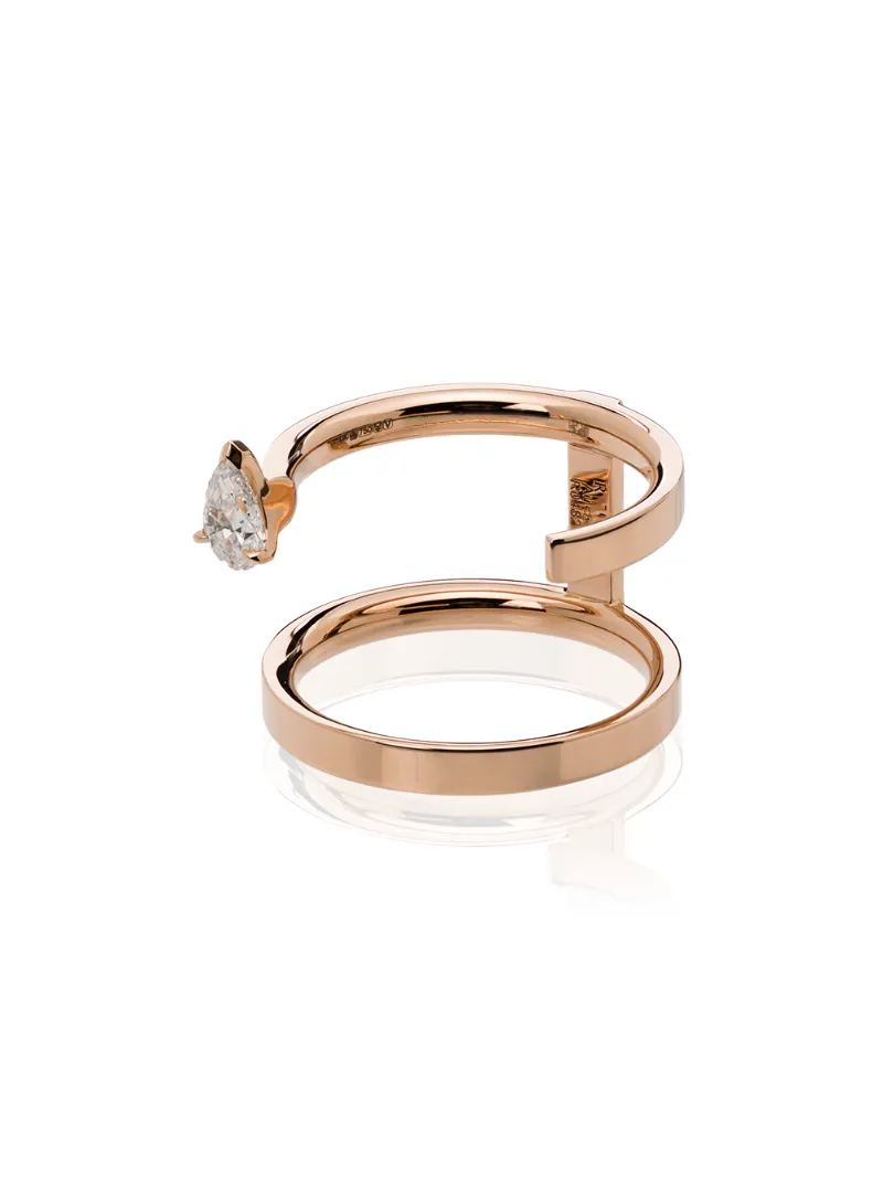 Click to view more detailed imagery on our partner's website Repossi 18k Rose Gold Serti Sur Vide Two Row Diamond Ring