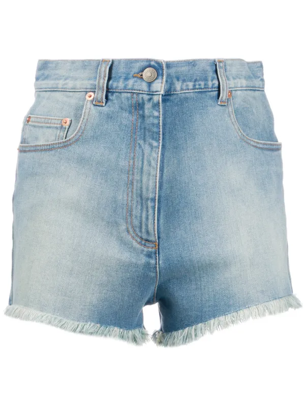 denim fringe shorts