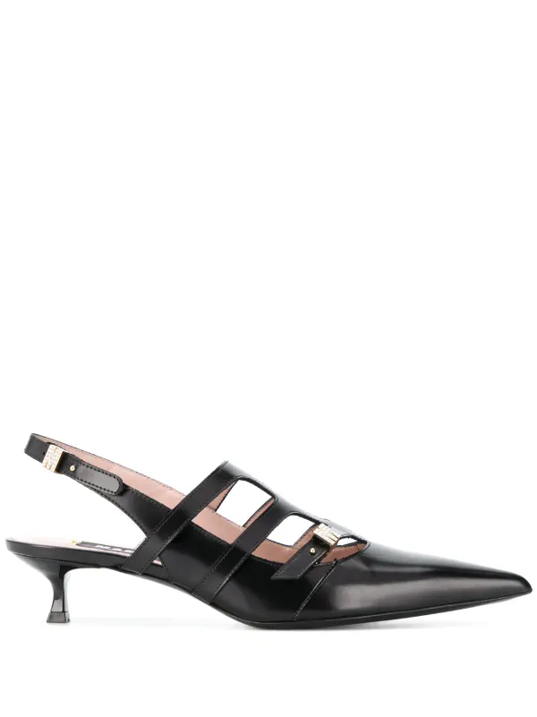 low heel strappy pumps