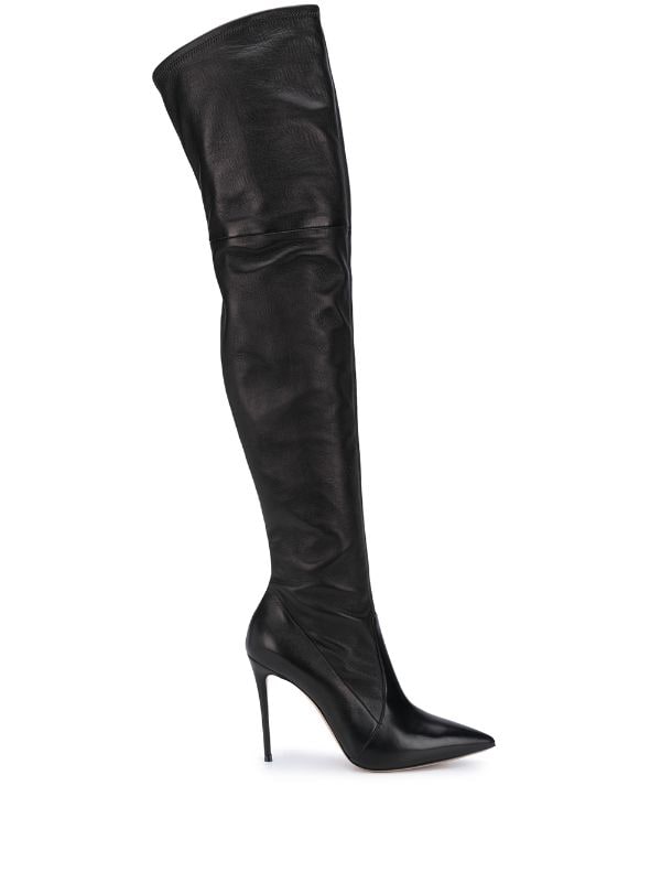 over the knee leather stiletto boots