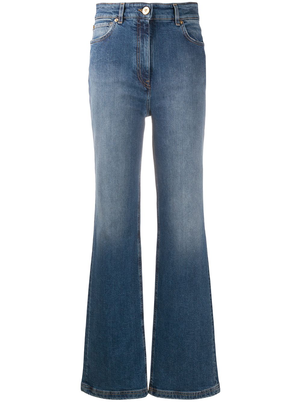 фото Versace расклешенные джинсы с эффектом потертости