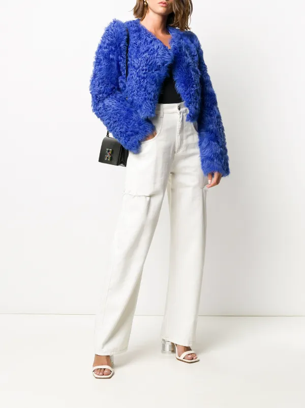 cropped fur cardigan