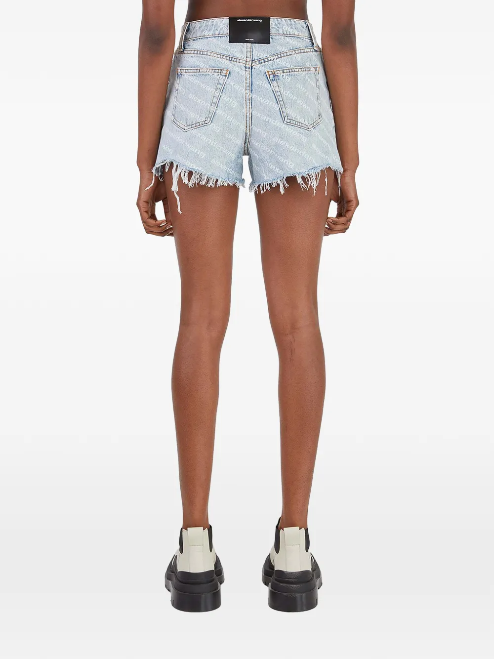 Alexander Wang logo-print Denim Shorts | Blue | FARFETCH