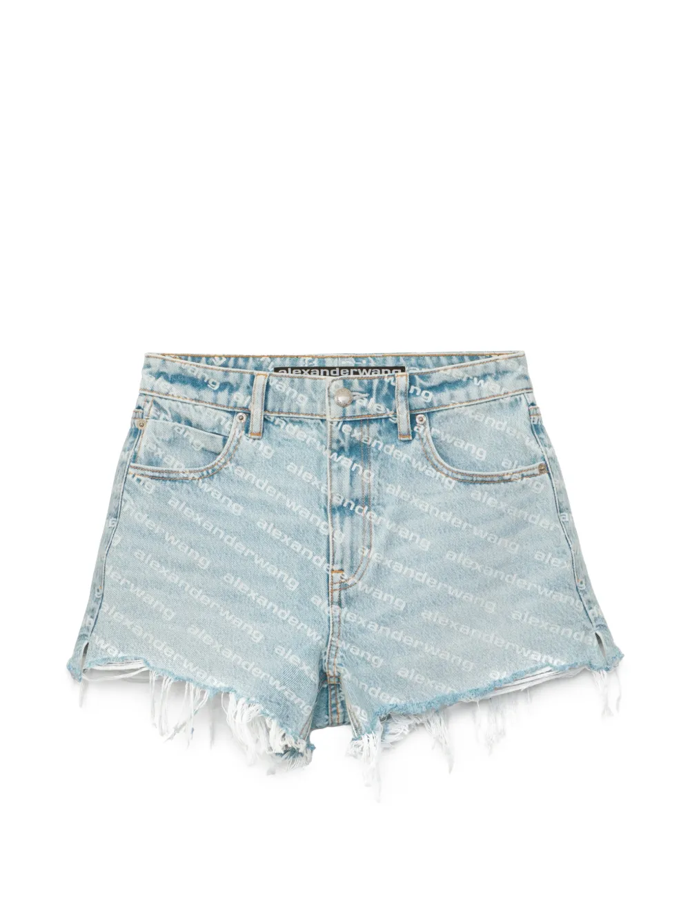 Alexander Wang bite-logo short in pebble bleach denim