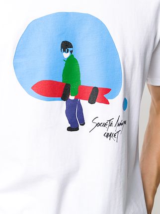 snowboard-print crew-neck T-shirt展示图